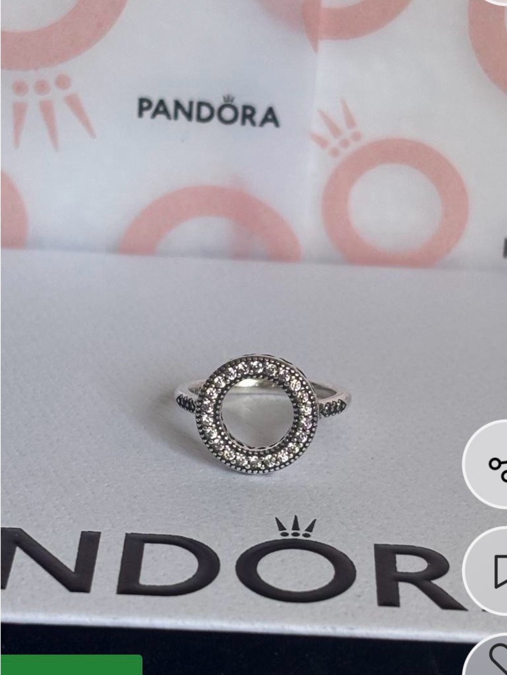 Pandora Silver Open Circle Ring with Clear Stones